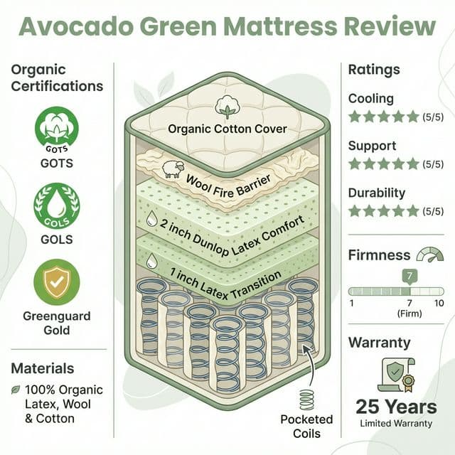 Avocado Green Mattress Review Infographic 2026
