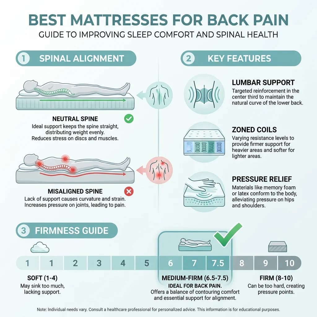 Best Mattresses for Back Pain Infographic