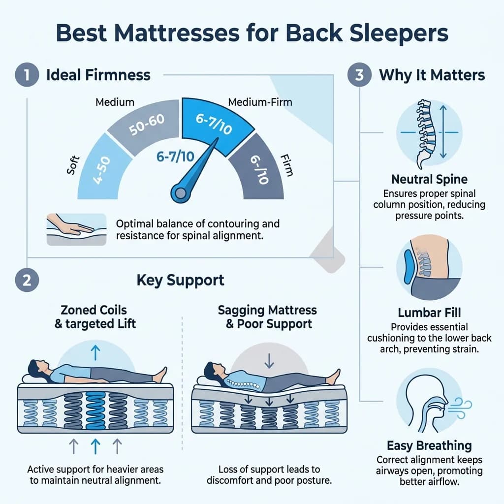 Best Mattresses for Back Sleepers Infographic