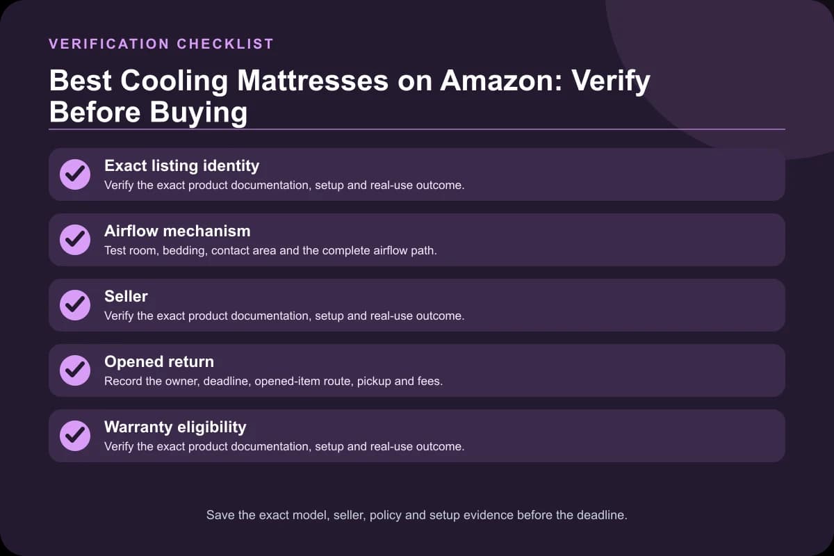 Best Cooling Mattresses on Amazon: Verify Before Buying verification checklist