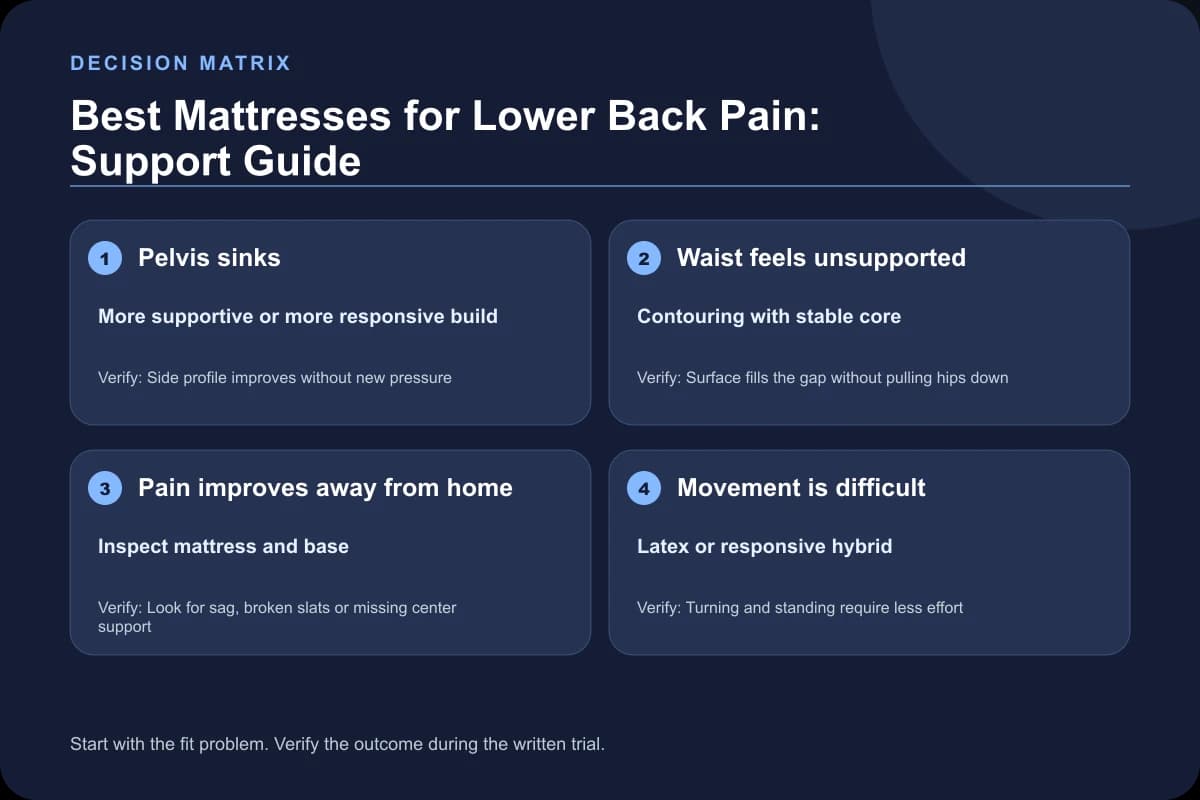 Best Mattresses for Lower Back Pain: Support Guide decision matrix
