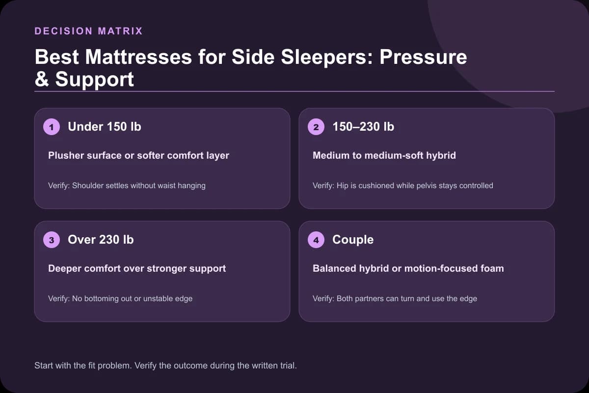 Best Mattresses for Side Sleepers: Pressure & Support decision matrix