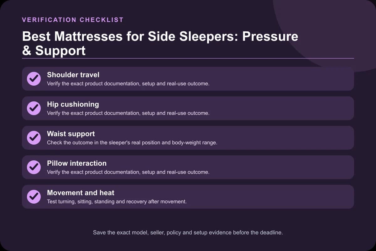 Best Mattresses for Side Sleepers: Pressure & Support verification checklist