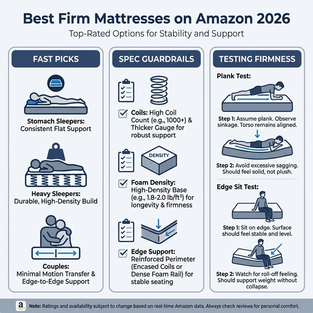 Best Firm Mattresses on Amazon 2026 Infographic