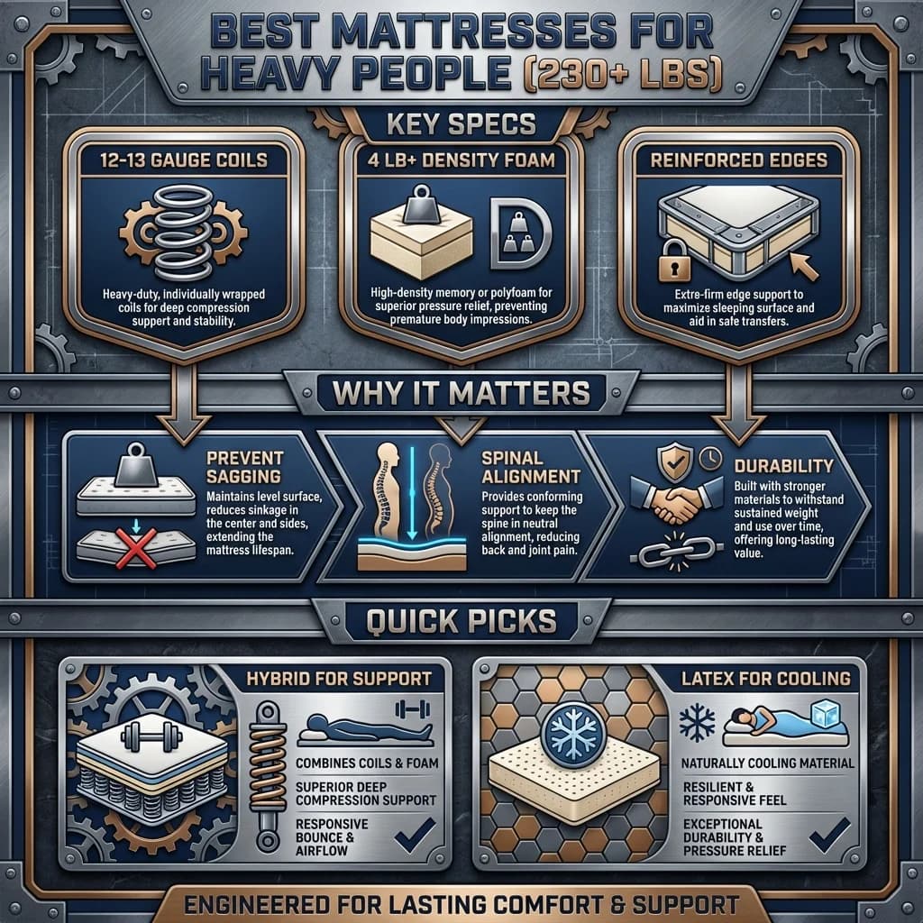Best Mattresses for Heavy People Infographic