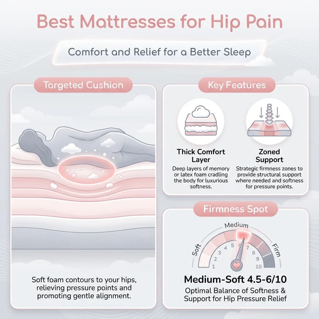 Best Mattresses for Hip Pain Infographic