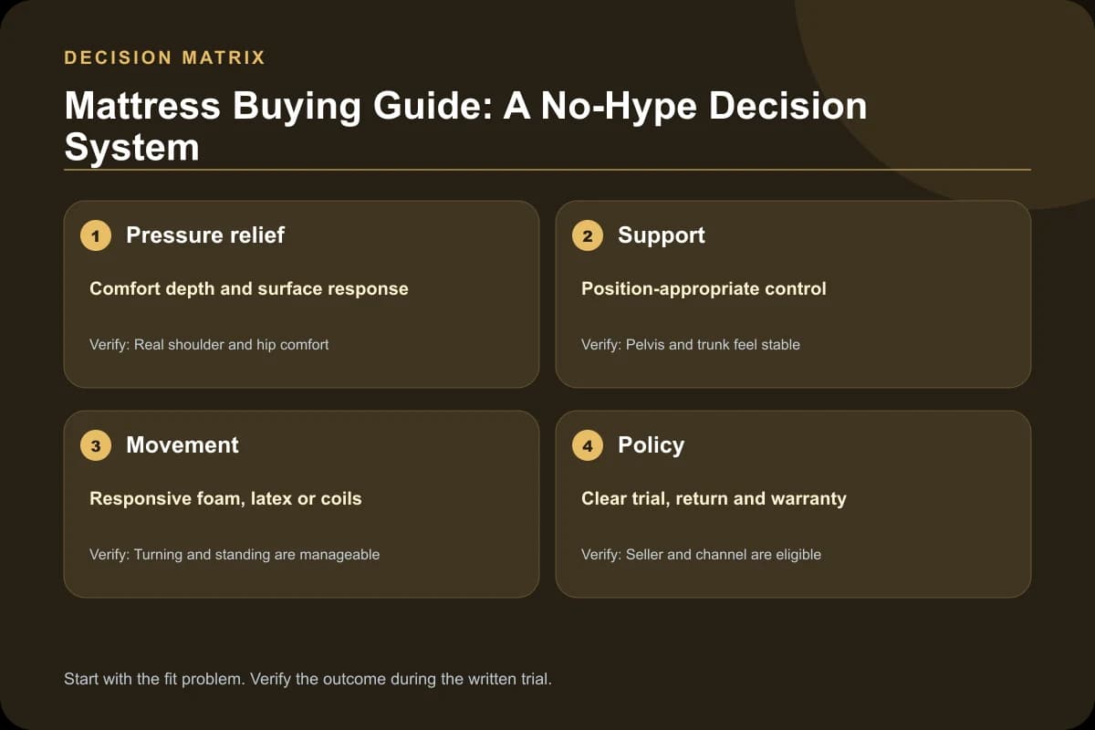 Mattress Buying Guide: A No-Hype Decision System decision matrix