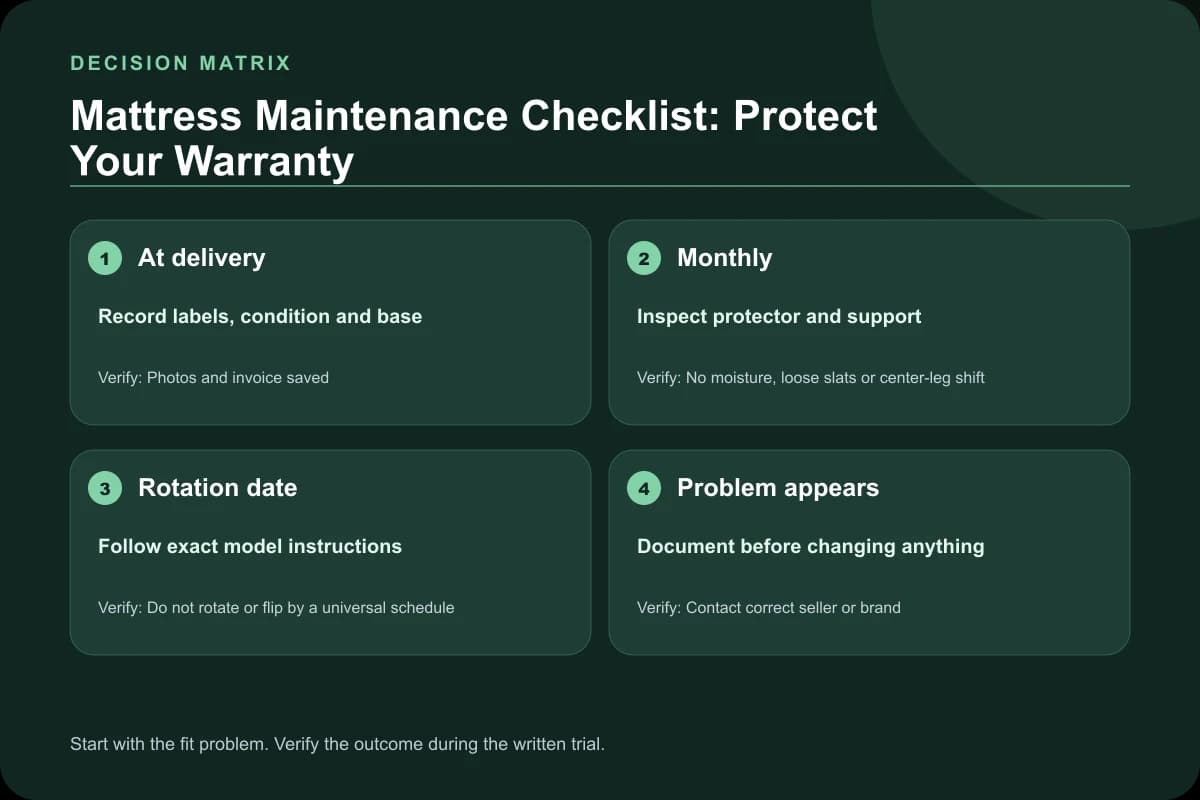 Mattress Maintenance Checklist: Protect Your Warranty decision matrix