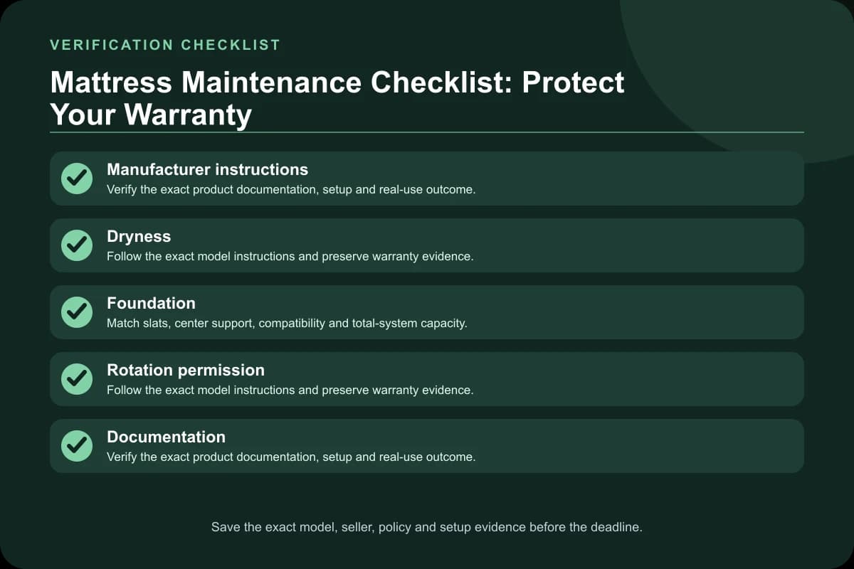 Mattress Maintenance Checklist: Protect Your Warranty verification checklist