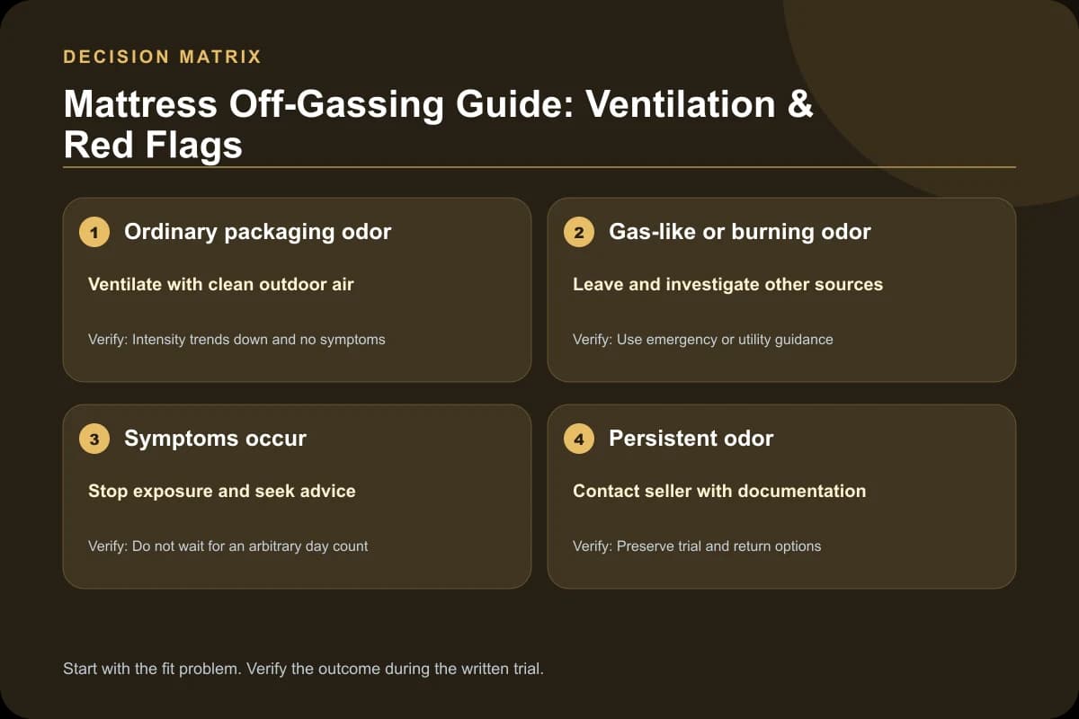 Mattress Off-Gassing Guide: Ventilation & Red Flags decision matrix