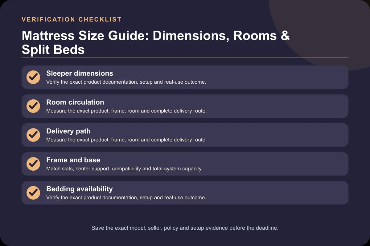 Mattress Size Guide: Dimensions, Rooms & Split Beds verification checklist