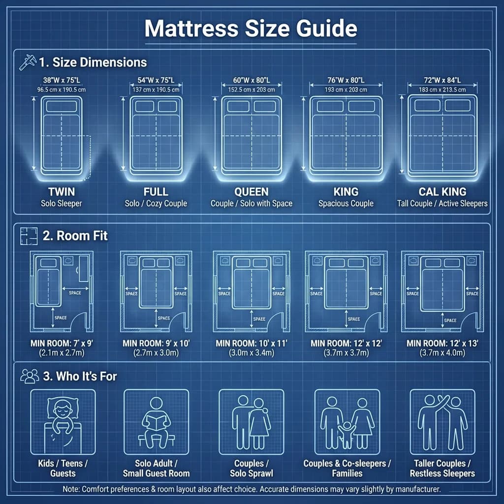 Mattress Size Guide 2026: Choose the Right Dimensions for Your Space