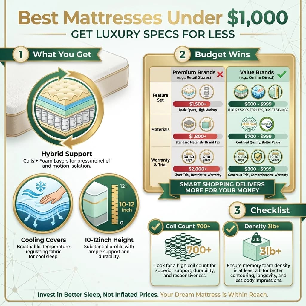 Best Mattresses Under $1,000 Infographic