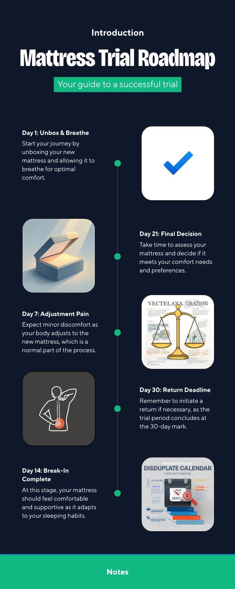 30-Day Mattress Trial Roadmap Infographic