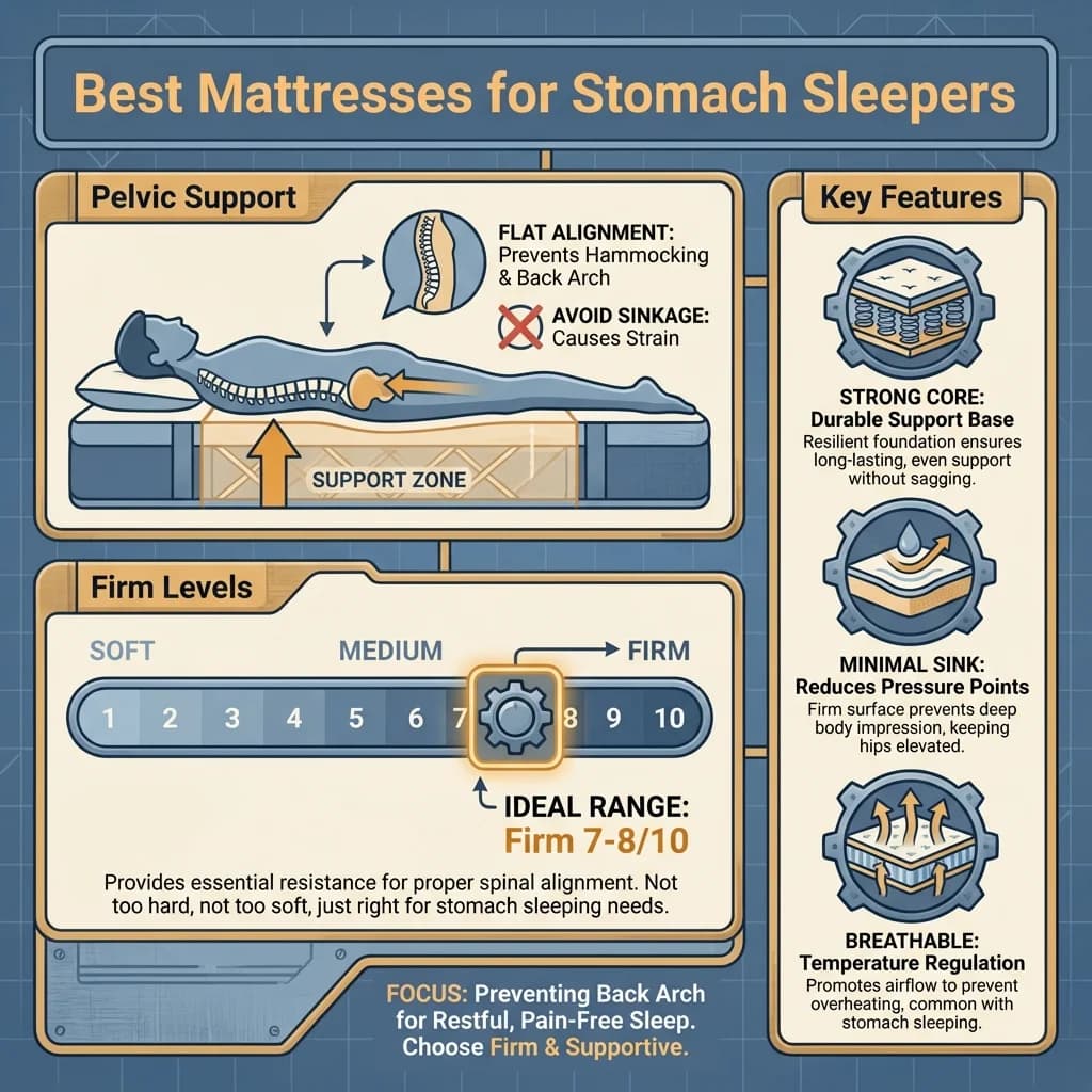 Best Mattresses for Stomach Sleepers Infographic